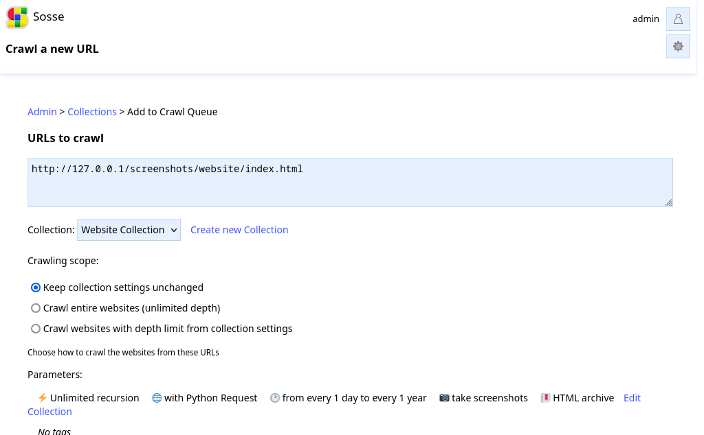 From Crawl Policies to Collections - Major Change in Sosse 1.14